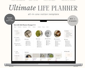 Notion Life Planner Template | Neutral Aesthetic All-in-one Dashboard