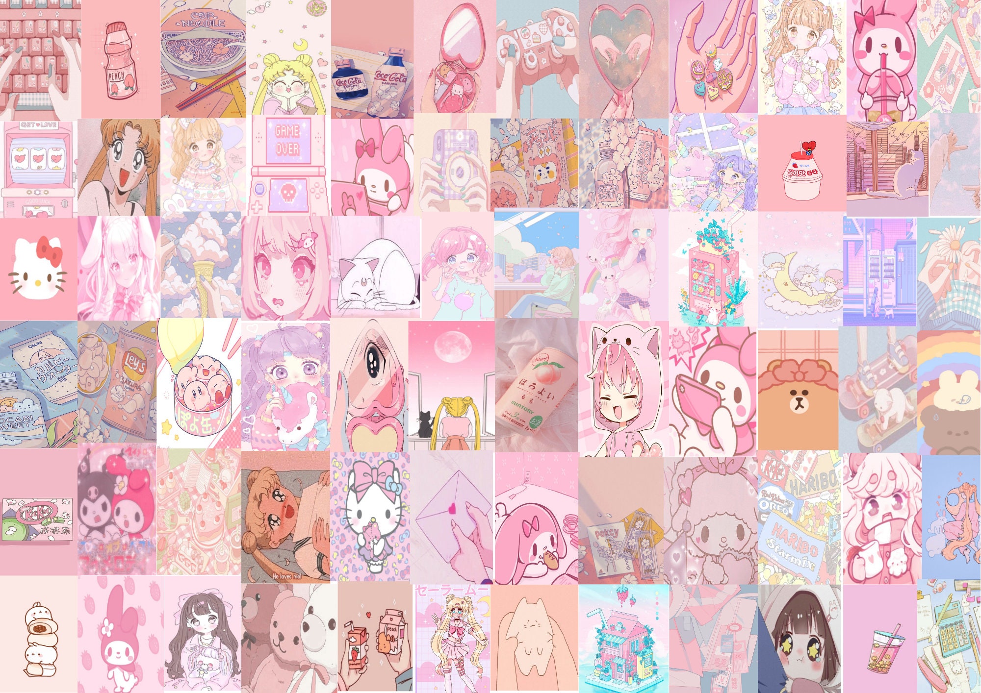 Kawaii wall collage kit 100 pcs kawaii collage kit anime Etsy