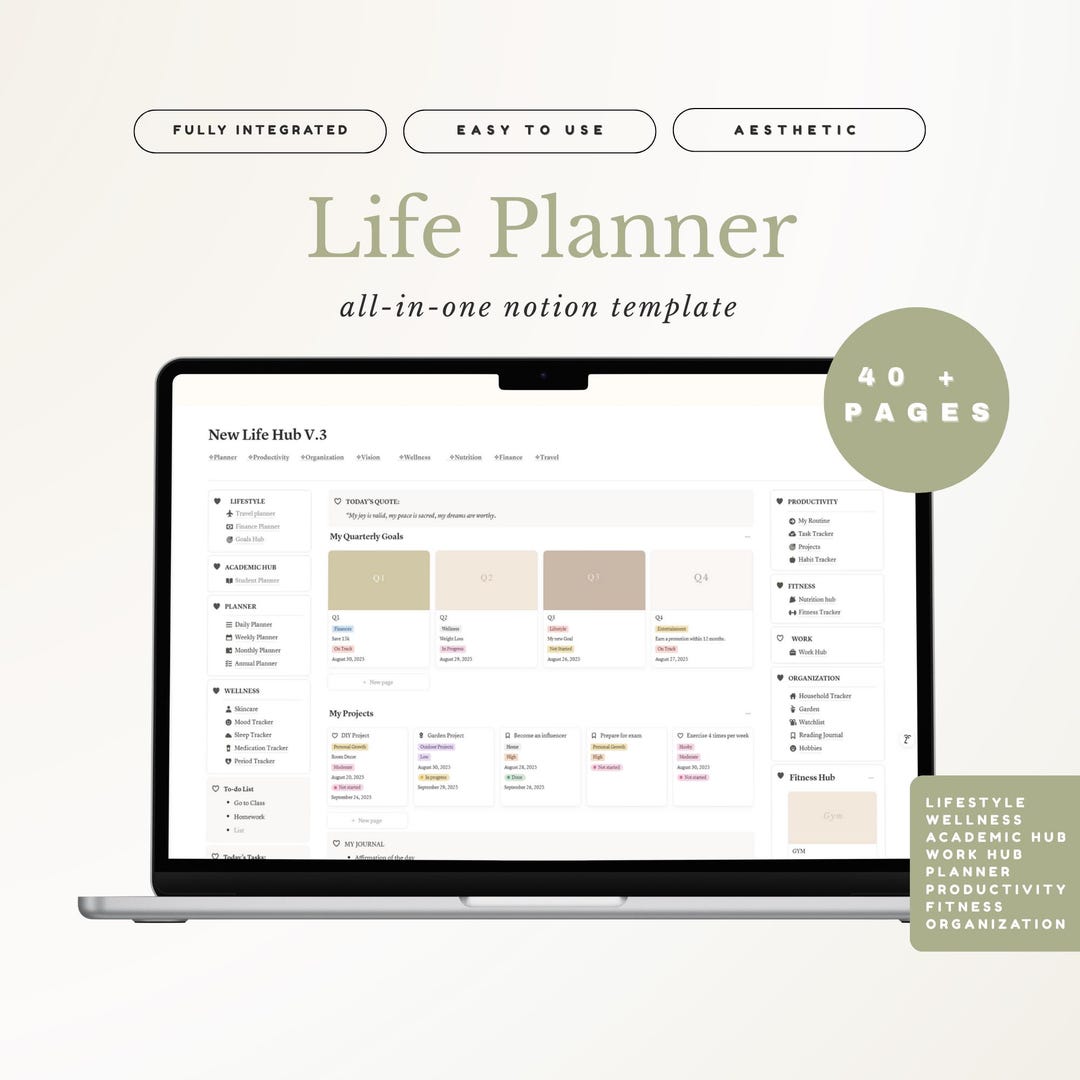 Notion Life Dashboard | 2026 Notion Life Planner | Notion Template ...
