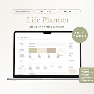 Notion Life Dashboard | 2026 Notion Life Planner | Notion template | Self Care, Wellness, Lifestyle Planner
