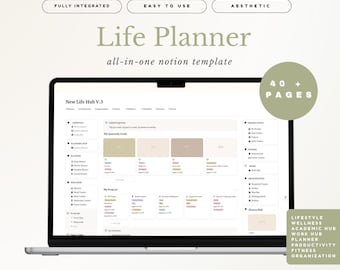 Notion Life Dashboard | 2026 Notion Life Planner | Notion template | Self Care, Wellness, Lifestyle Planner