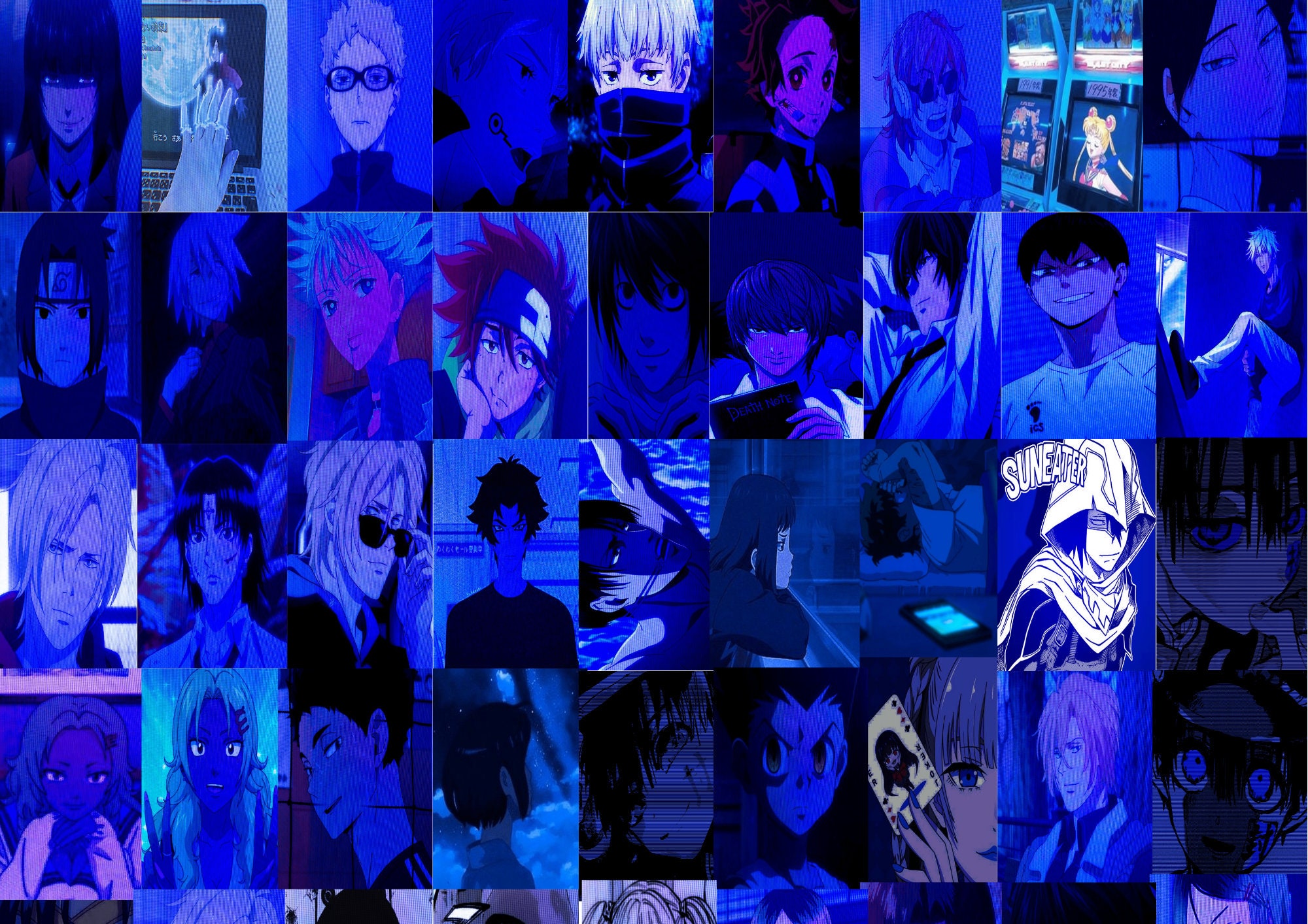Blue anime aesthetic wall collage kit grunge anime wall Etsy
