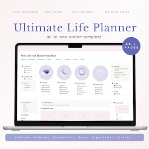 Notion Aesthetic Template | Notion Life Planner | All-in-One Life Dashboard | Planning, Goals & Routines
