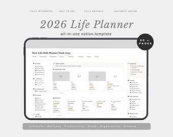 2026 Notion Life Planner | Notion Template | All-in-One Life Dashboard | Productivity, Goals & Wellness Planner | Minimal Aesthetic