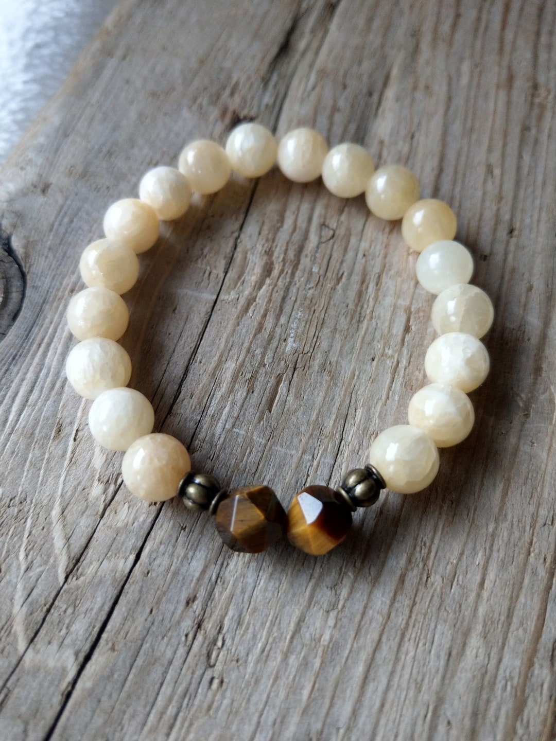 Yellow Jade and Tiger Eye/ Good Luck/ Wealth/ Protection/ Etsy