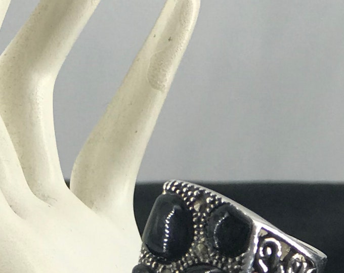 Ring 925 Antique Sterling Silver, Black Onyx Stone Ring, Casual Ring, Beautiful 925 Antique Silver Ring.