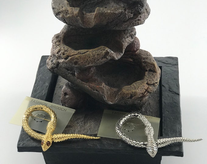 Fashion Jewelry, Snake Brooch, Silver Plated Brooch, Gold Plated Brooch. Big Brooches