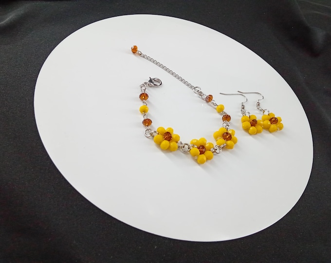 Yellow bracelet,  Fashion Jewelry,  Earrings, Fall Jewelry