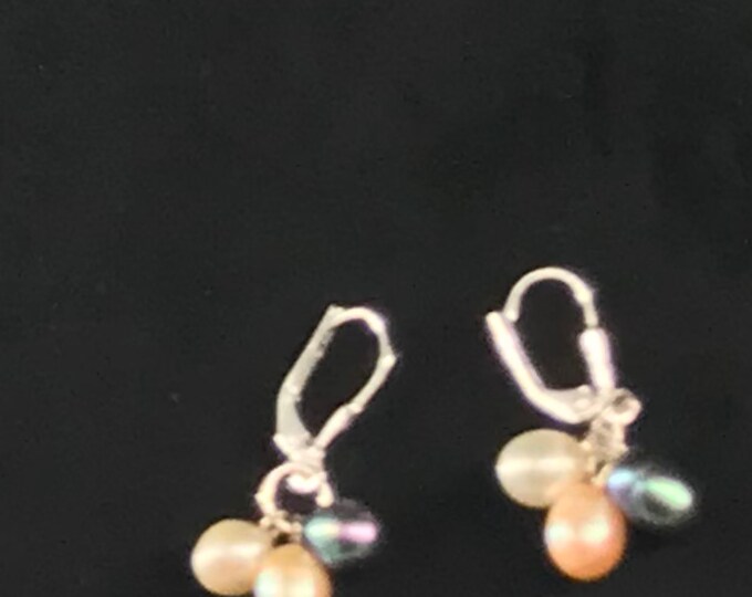 Mother's Gift Fresh Water Pearls Earrings, Multicolor Earrings, 925 Sterling Silver, Elegant Earrings.