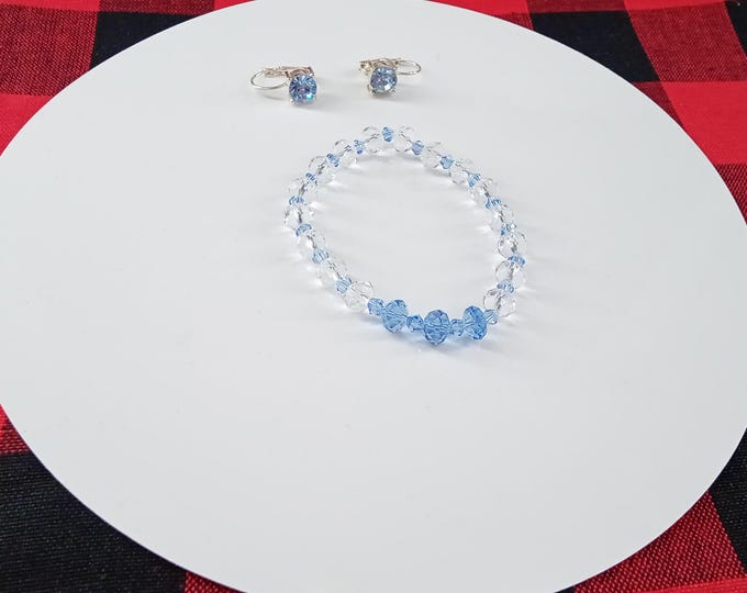 Free Bracelet, Fashion Jewelry, Light Blue Earrings, Blue  Bracelet.