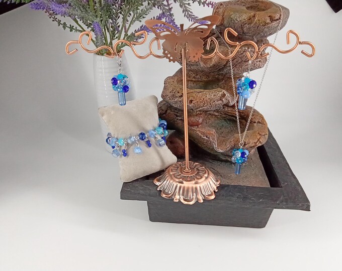 Mother's Jewelry Charms bracelet Earrings Multi blue Earrings Necklace