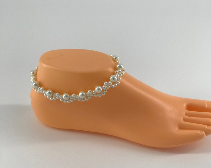Fashion Jewelry, Anklet Bracelet, Wedding Anklet, White Pearls Anklet bracelet , Choker, Pearls Choker, bracelet.