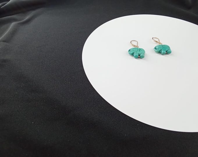 Sterling Silver Earrings, Elephant Earrings, Sterling  Turquoise Earrings, Earrings.