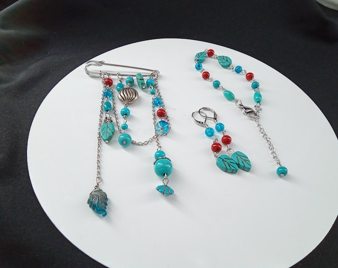 Fashion Brooch Turquoise Color Brooch Red Brooch