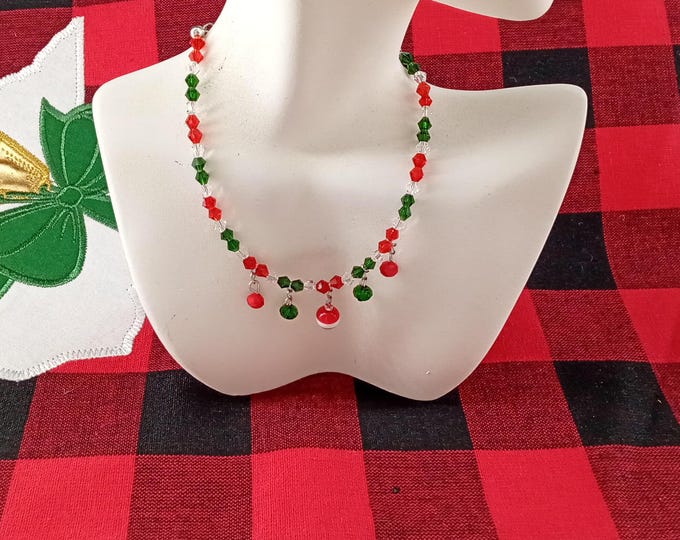 Beautiful Christmas Choker, Multicolor, Fashion Jewelry, Red, Green, Clear Color, Necklace, Bracelet, Anklet