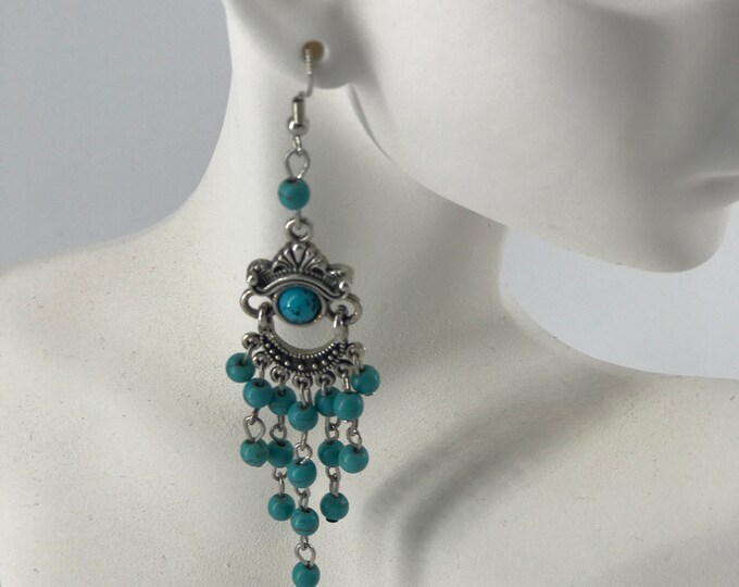 Fashion beautiful Bohemian Earrings, Hippie Earrings, Turquoise earrings, Long Bohemian Earrings Blue Bohemian Earrings.