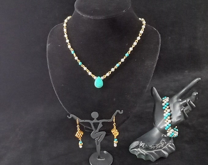 Fashion Jewelry, Free Bracelet, Free Ring Turquoise Jewelry, Pretty Gift, Jewelry Set, Necklaces, Bracelet, Earrings.