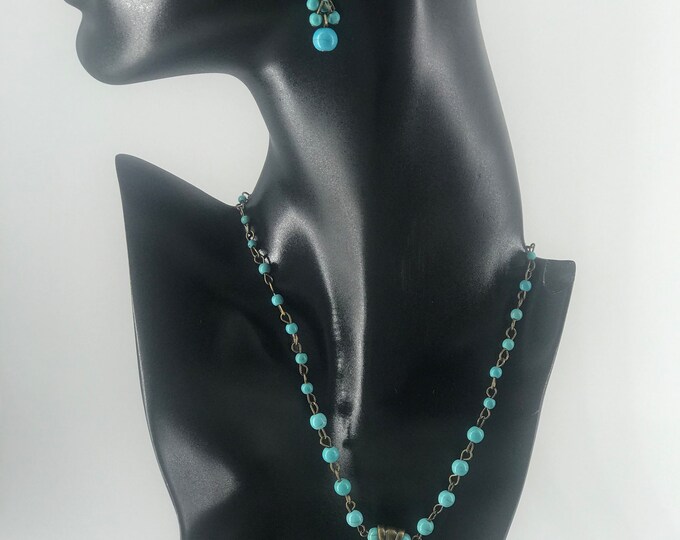 Fashion Turquoise Jewelry, Necklace And Earrings, Antique Gold Silver Plated Jewelry, Bracelet And Earrings, Antique Style Jewelry.