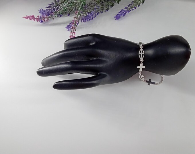 925 sterling silver bracelet,  sterling silver cross , pretty bracelet