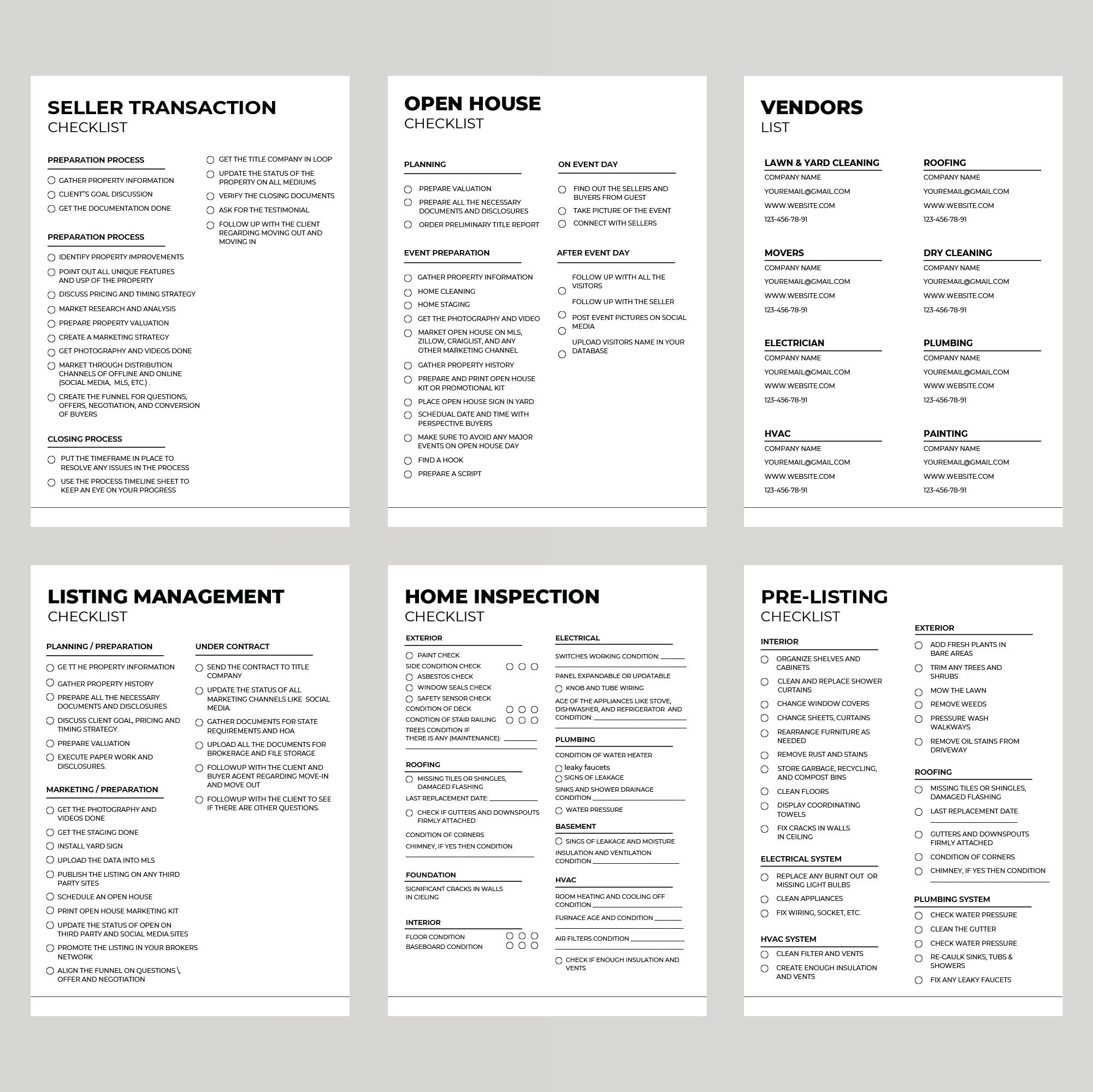 Seller Real Estate Marketing Checklist Bundle Template for Realtor Prep ...