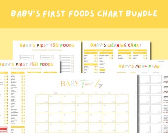 150 Baby First Foods Checklist Printable - Baby-Led Weaning Food Diary, First Foods Checklist, Daily Meal Planner & Weaning Calendar