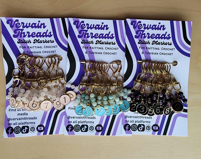 Number Stitch Markers, 9 pack, Gold, for crochet and knitting
