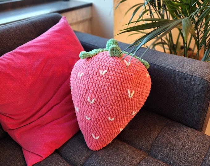 Cute Fruit Cushion, Crocheted Throw Pillow, Sunflower Cushion