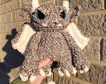 Gargoyle Plushie, Black & White Gargoyle, 10.5" Tall