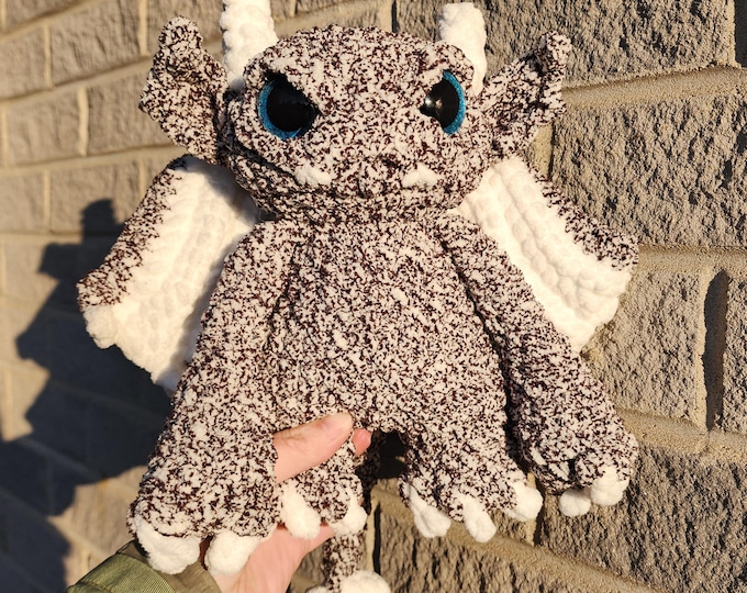 Gargoyle Plushie, Black & White Gargoyle, 10.5" Tall