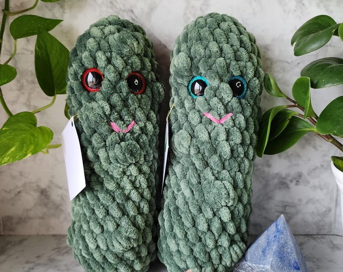 Emotional Support Pickle, Jumbo Dill Pickle, Crochet Plushie
