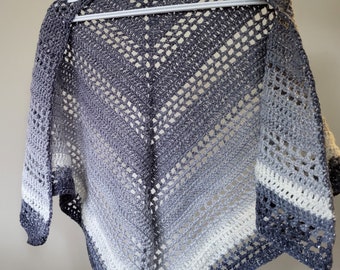 Grey Ombre Sparkle Crochet Shawl