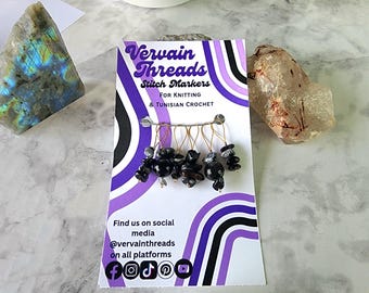 Bead Stitch Markers, Gold, 6 pack, for knitting and Tunisian crochet