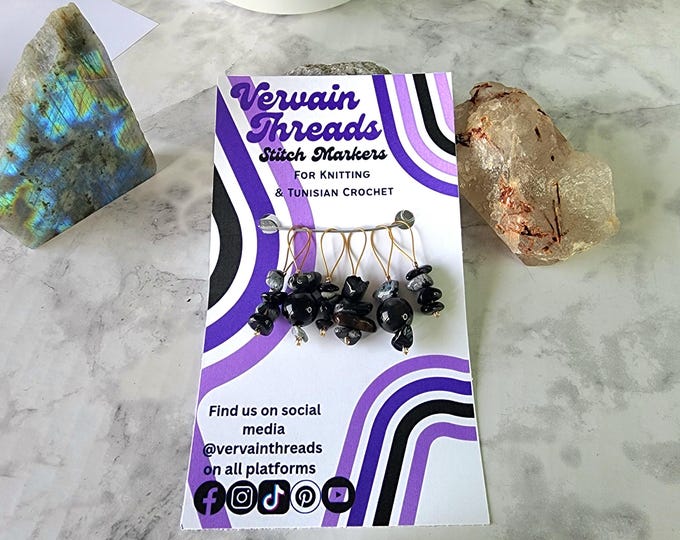 Bead Stitch Markers, Gold, 6 pack, for knitting and Tunisian crochet