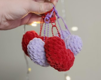 Crochet Heart Keychain Set: Valentine's Day Bag Charms