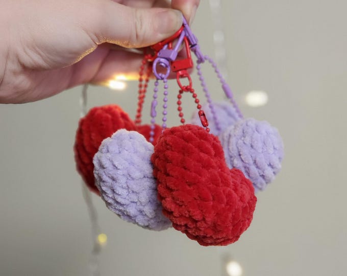 Crochet Heart Keychain Set: Valentine's Day Bag Charms