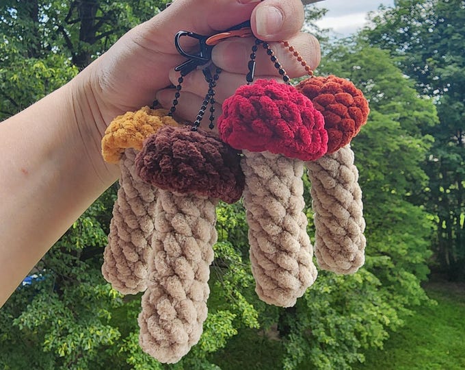 Mushroom Keychain, Crochet Keychain