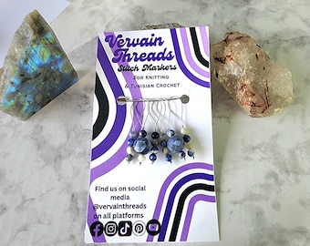 Bead Stitch Markers, Silver, 6 pack, for knitting and Tunisian crochet