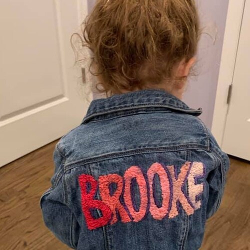 Upcycled Denim Jacket with Personalized shops Name Embroidery