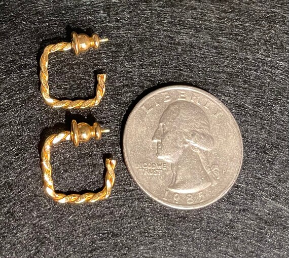 Trifari gold plated mini square twist hoops earri… - image 3