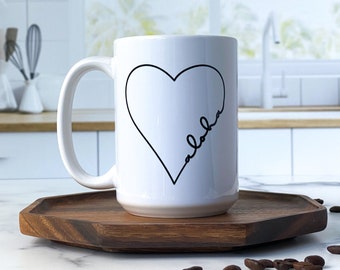 Aloha Heart Coffee Mug: Hawaiian Island Design