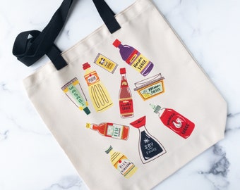 Asian Food Tote Bag, Asian Pantry Design, AAPI Pride Gift