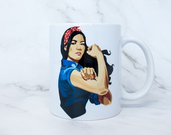 Asian Rosie the Riveter Mug, Woman Empowerment Gift