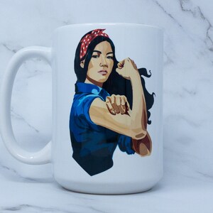 Asian Rosie the Riveter Mug: Women Empowerment Gift