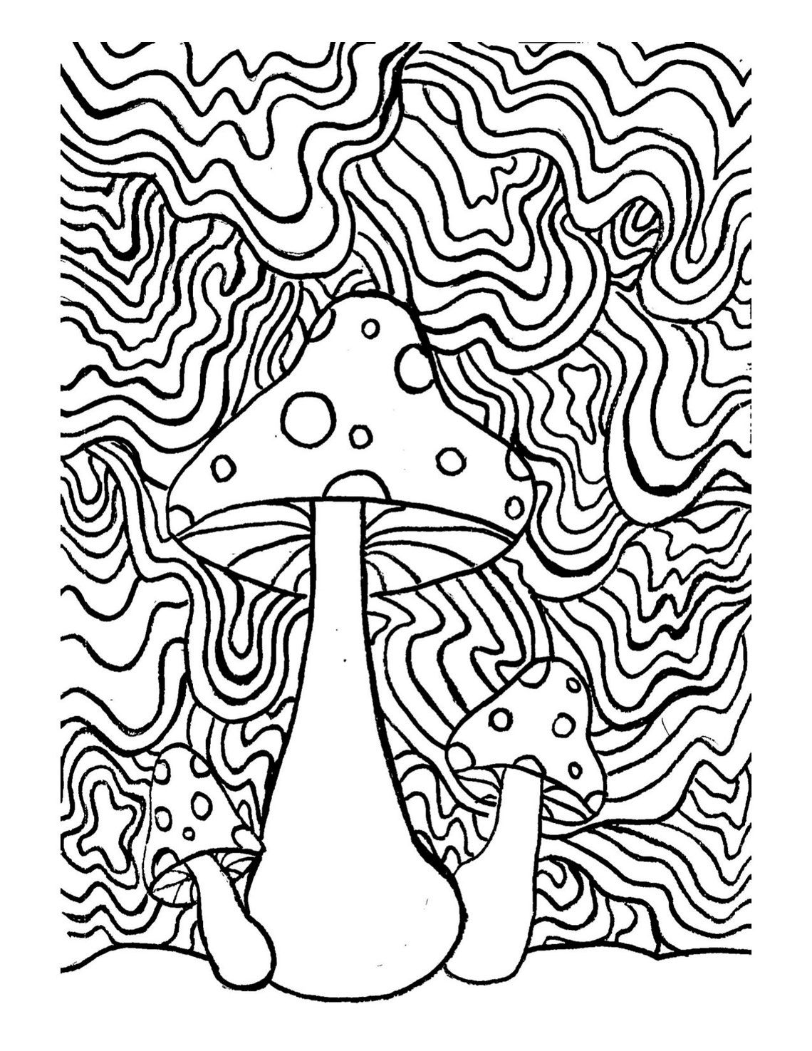 Trippy coloring book page shrooms psychedelic psilocybin | Etsy