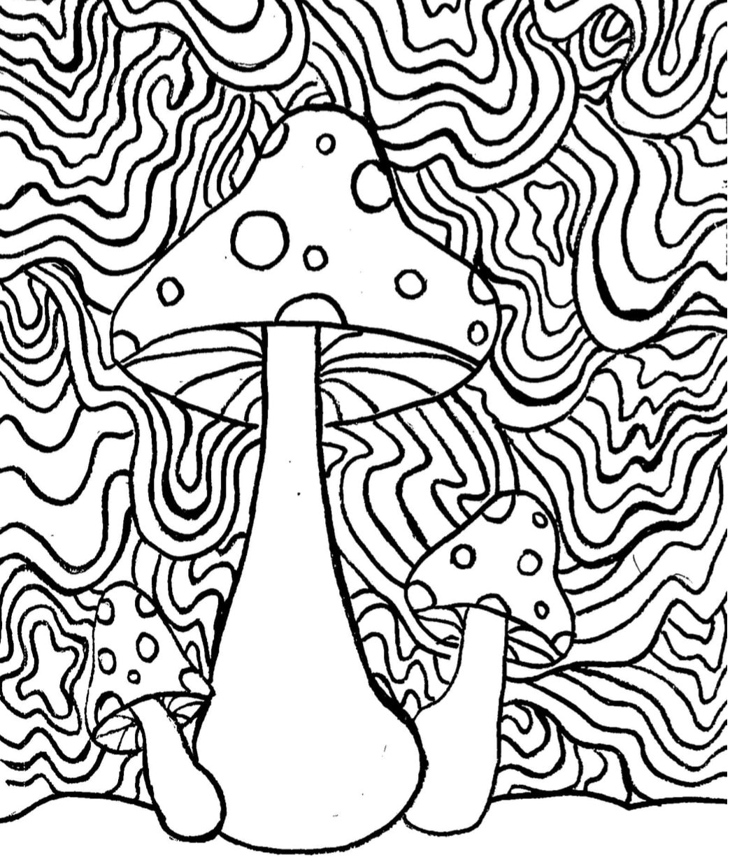 Trippy coloring book page shrooms psychedelic psilocybin | Etsy