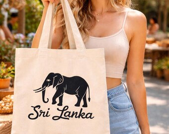 Torba typu tote z motywem słonia ze Sri Lanki – ekologiczna torba podróżna z płótna