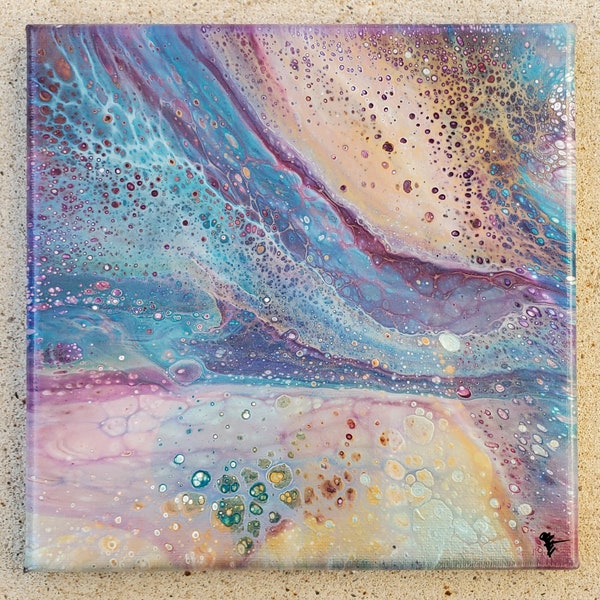 Small Metallic Acrlyic Pour Painting