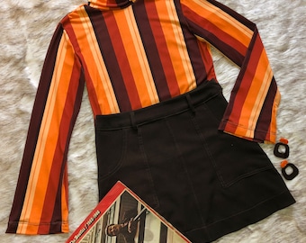 Pattie Orange Striped Top