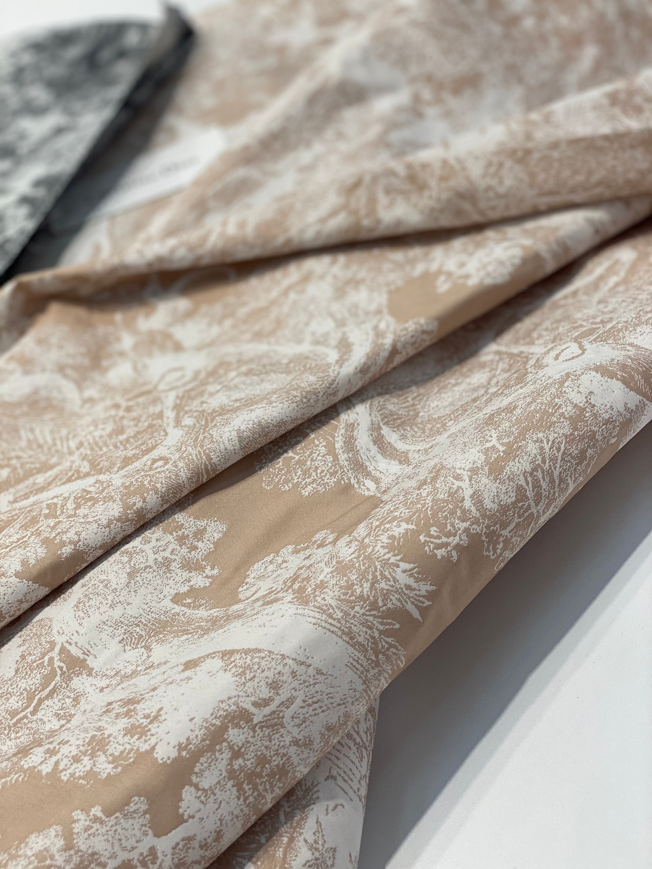 Designer inspired jacquard fabric by the yard in gray or beige Etsy