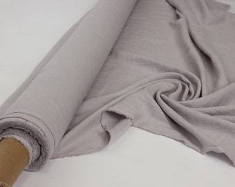Warm light grey linen fabric by the yard. Gray fabric by the metre. Grey linen dress fabric Medium weight. Soft linen fabric for sewing.